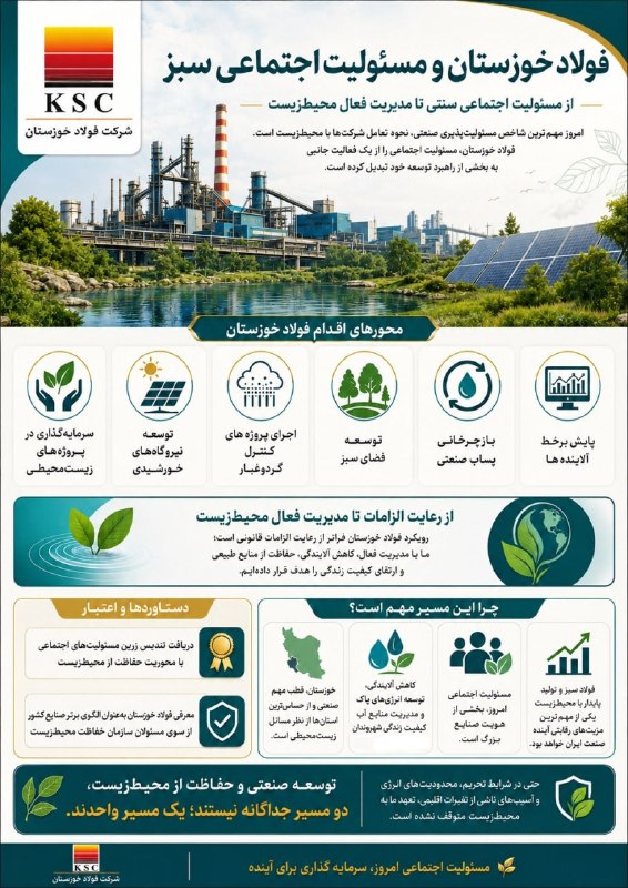 پیام آوران معدن و فولاد: ✅ فولاد خوزستان و مسئولیت اجتماعی سبز
