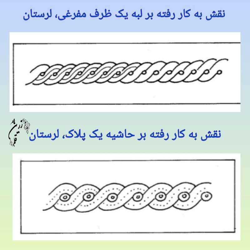 🖌️ زریــن قلــم: 🏺#مفرغ_لرستان #گره‌چینیتوضیح تکمیلی :الگوهای هندسی حاشیه‌ مفرغ‌های باستانی، ریشه‌های اصیل و پیش‌درآمدی بر هنر گره‌چینی ک