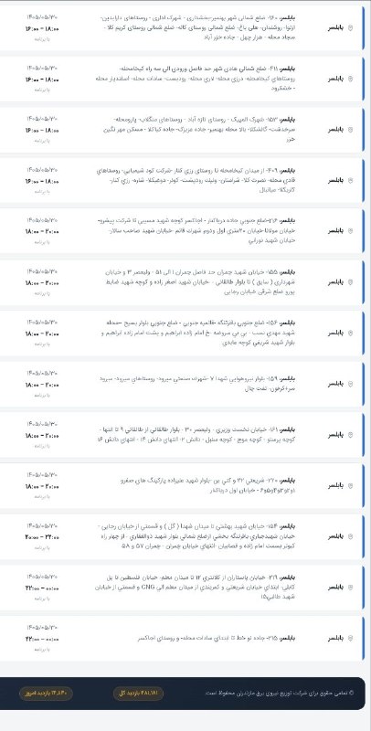کانال خبری پیشکسوتان: 📣اطلاعیه قطعی برق شهرستان بابلسر در روز جمعه؛ ۳۰ مرداد ۱۴۰۵‼️ احتمال بروزرسانی یا قطعی خارج از برنامه وجود دارد ...📍بابل