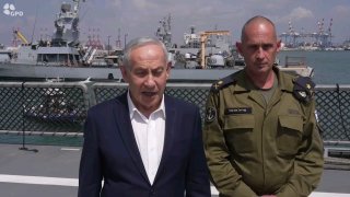 ראש הממשלה נתניהו ברמיזה לטורקיה בבסיס חיפה של חיל הים: ״היעד שלנו הוא להבטיח את נתיבי השיט וחופש הסחר הימי״