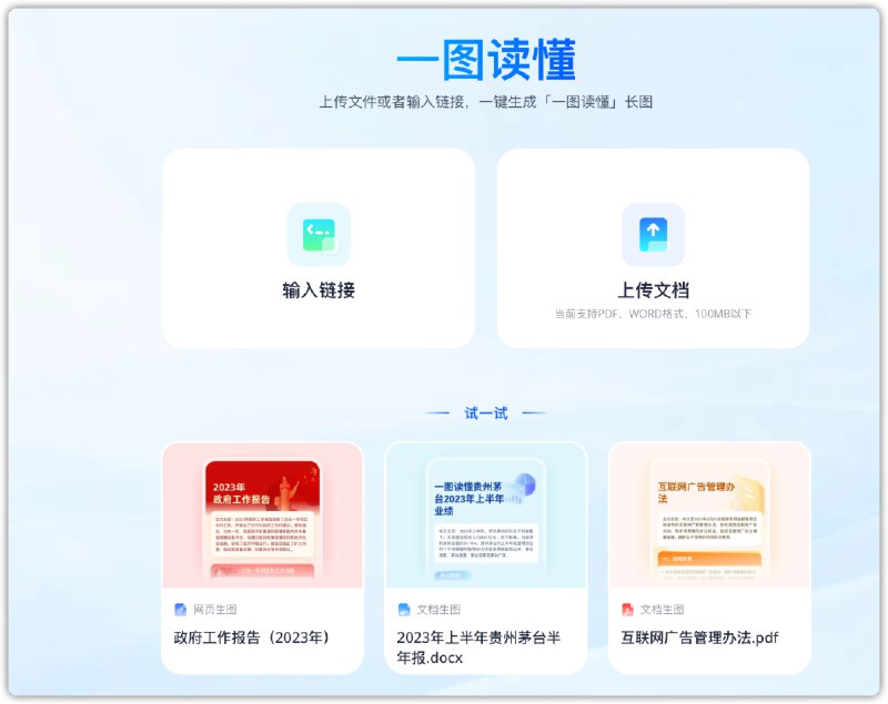 平台下场做应用，一众个体 AI 创业者哭干泪跃问上线了一键出长图功能，提供链接/文档，可以直接生成摘要长图链接：（甚至不需要登录） 