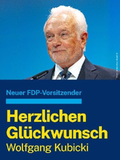 Вольфганг Кубики избран новым председателем FDP, получив 390 голосов из 658. 18+  НАСТОЯЩИЙ МАТЕРИАЛ (ИНФОРМАЦИЯ) ПРОИЗВЕДЁН, РАСПРОСТРАНЕН И (ИЛИ) НАПРАВЛЕН ИНОСТРАННЫМ АГЕНТОМ КЫНЕВЫМ АЛЕКСАНДРОМ ВЛАДИМИРОВИЧЕМ ЛИБО КАСАЕТСЯ ДЕЯТЕЛЬНОСТИ ИНОСТРАННОГО АГЕ