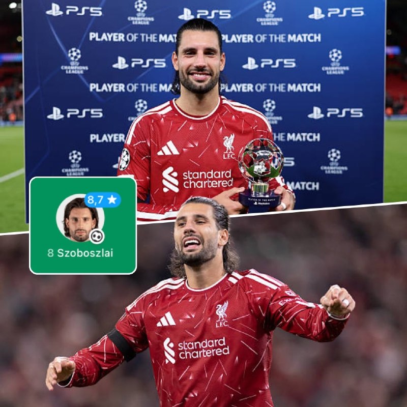Futball Bad Tv ⚫: دومینیک سوبوسلای مقابل اتلتیکو مادرید بیشترین خلق موقعیت (۵)، بیشترین لمس توپ (۸۷) و بیشترین دریبل (۴) رو نسبت به هر باز