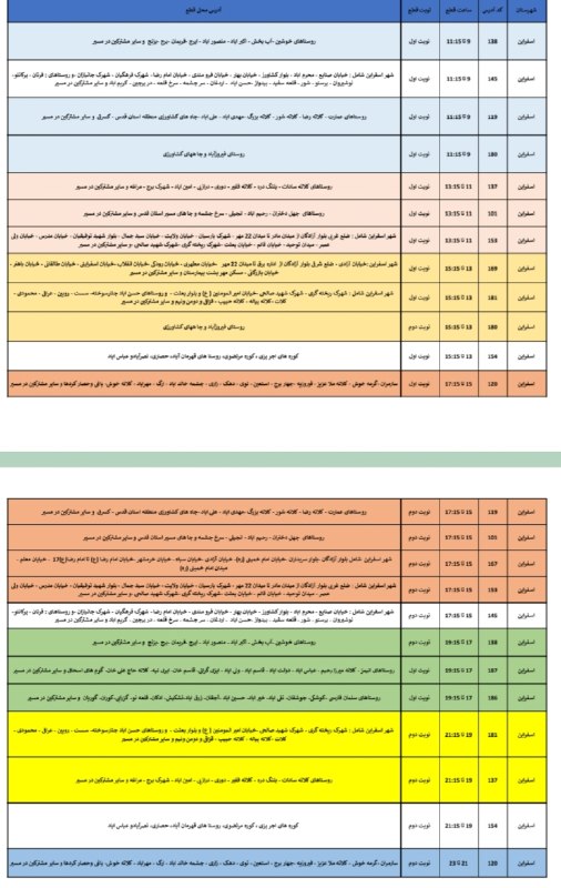 سپهرآیین اسفراین: ♦️برنامه احتمالی قطع برق در شهرستان اسفراین و بام‌وصفی‌آباد روز ۲۹ مرداد ۱۴۰۵مدیریت برق شهرستان اسفراین:⚠️ جداول خاموشی 