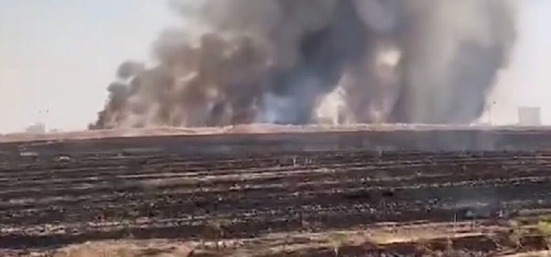 שריפה עצומה ליד נמל התעופה בארביל, צפון עיראק