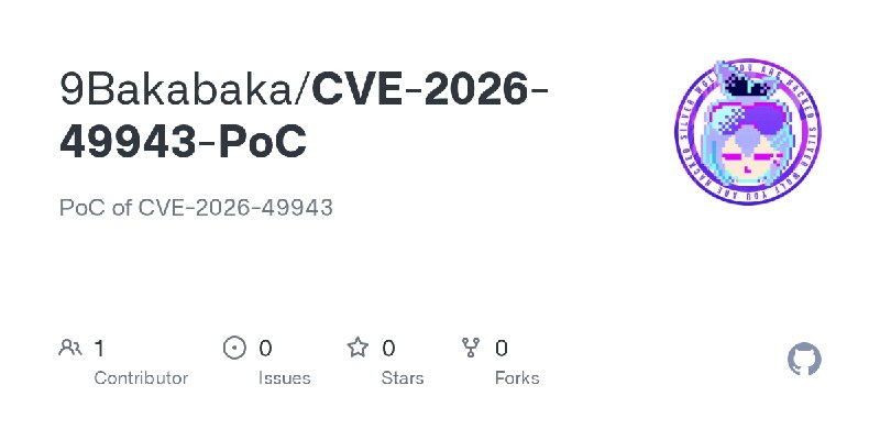 GitHub - 9Bakabaka/CVE-2026-49943-PoC: PoC of CVE-2026-49943