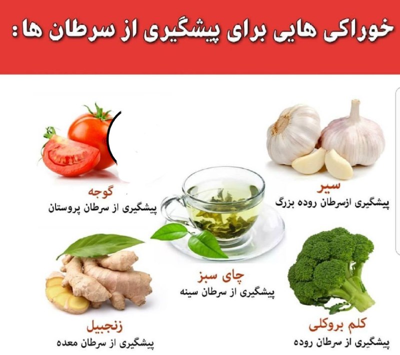 خبرفوری: ✅ شایعترین سرطان ها در جهان:🔹معده: پیشگیری با زنجبیل🔹سینه: پیشگیری با چای سبز🔹ریه : پیشگیری با کلم بروکلی🔹روده بزرگ : پی