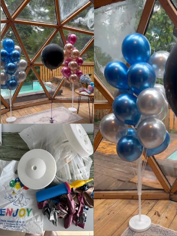 💛2 стойки для Шаров + насос ручной. На одной стойке отсутствует одна палочка для шара. Покупала на  — фото 1