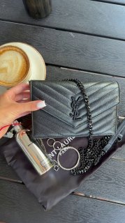 Yves Saint Laurent YSL cassandre matelasse chain wallet in grain de poudre embossed leather, фото 12