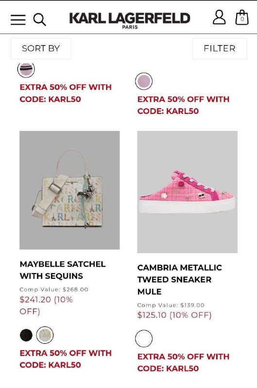 Nilll_shop: 50% extra offدیگه بهتر از این نمیشه🤩۵۰ درصد تخفیف اکسترا کارل لاگرفلد💃💃https://www.karllagerfeldparis.com/collections/se