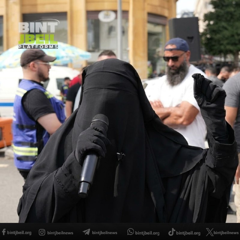 Ahmed al-Asir's wife in front of the government palace: We will remain standing until the prime minister arranges a meeting for us and they find a solution for Sheikh Ahmed al-Mazlum - - -.