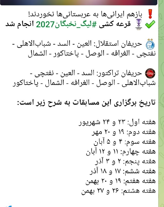 صدای هرزند عتیق(داش هرزن سسی ): قرعه کشی لیگ نخبگان آسیا