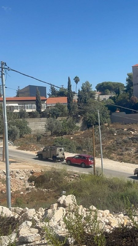 Monitoring the moment of the withdrawal of the occupying forces from the vicinity of the Albira Hospital, after they arrested the perpetrator of the shooting attack and confiscated his vehicle.