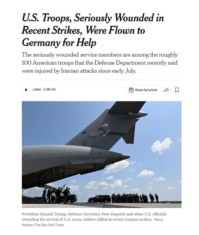 🇮🇷🇺🇸 - כמעט תריסר אנשי שירות אמריקאיים שנפצעו בהתקפות טילים ומזל"טים איראניים בירדן ובמדינות אחרות החוד…
