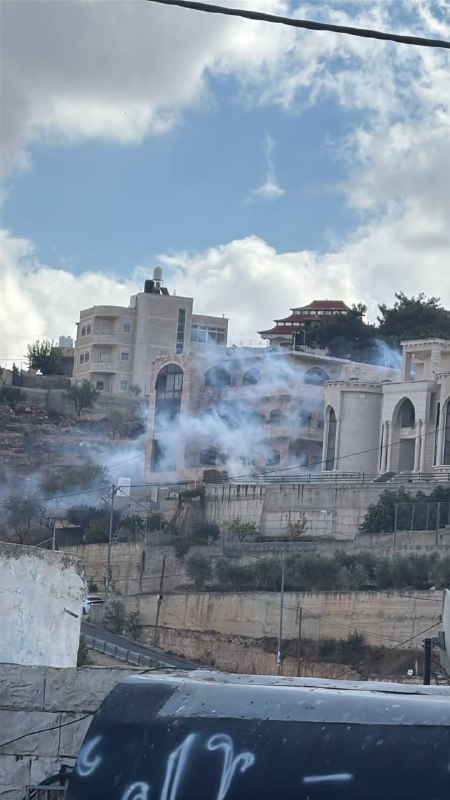 כוחות ישראל יורים פצצות גז לעבר תושבים בכפר כפר מאלכ, מזרחית לרמאללה