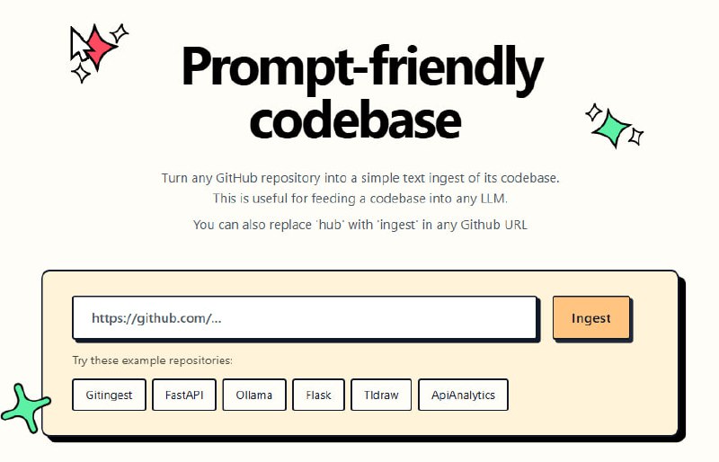 🆔  插件名称：Gitingest⭐️  插件功能：GitHub 仓库转大语言文本摘要➡️  支持平台：#Chrome #Edge #Firefox📁  插件简介：一款开源的将任何 GitHub 仓库的 URL 转换为适合大语言模型使用的文本摘要