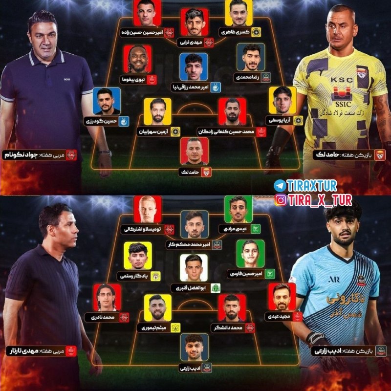 تیراختور/Tiracturclub: تیم منتخب اصلی و ذخیره‌های هفته چهارم لیگ‌برتر از نگاه فوتبالی با حضور مهدی ترابی، امیرحسین حسین‌زاده، محمد دانشگر، محمد