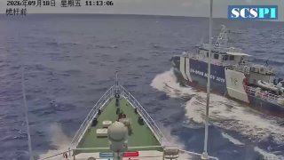 WATCH: Chinese Coast Guard ship rams Philippine fishing vessel inside Philippine EEZ today.