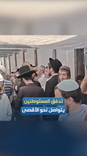 מספר רב של מתנחלים מתאספים מול שער המוגרבים כדי להסתער על מסגד אל-אקצא המבורך במהלך הערב.