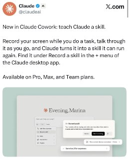 Anthropic Lets Users Teach Claude a Skill by Recording Their Screen