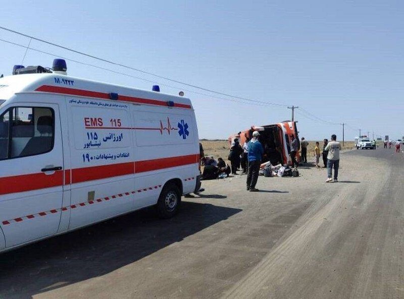 شمانیوز: 🔺واژگونی اتوبوس در محور سبزوار ـ نیشابور با ۴۳ مصدوم🔹واژگونی یک دستگاه اتوبوس ساعت ۱۱:۱۰ امروز، دوشنبه در کیلومتر ۴۰ محو