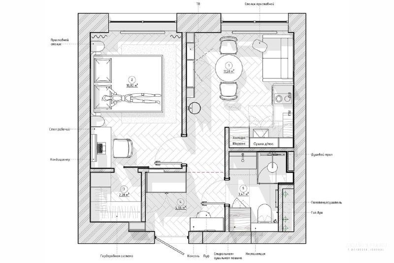 Квартира 33 м Была задача подготовить квартиру для последующей продажи. Конечный потребитель не был определен, поэтому интерьер нужен был универсал... - изображение 10 - был, дизайн, квартира