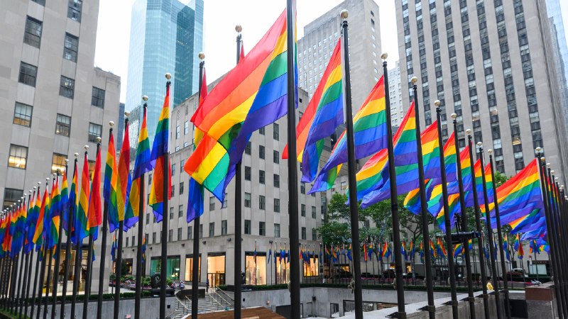 Pride in plain sightRainbow flags at Rockefeller Center on June 28, 2020, New York City (© Noam Galai/Getty Images)
