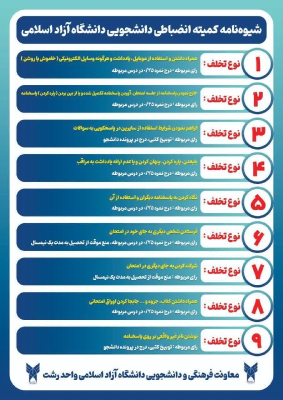 IAURASHT: شیوه نامه انضباطی دانشجویی👆🔺🔺اطلاعیه مهم به دانشجویان گرامی در خصوص ایام امتحانات🔹با سلام و آرزوی موفقیت برای تمامی دانش