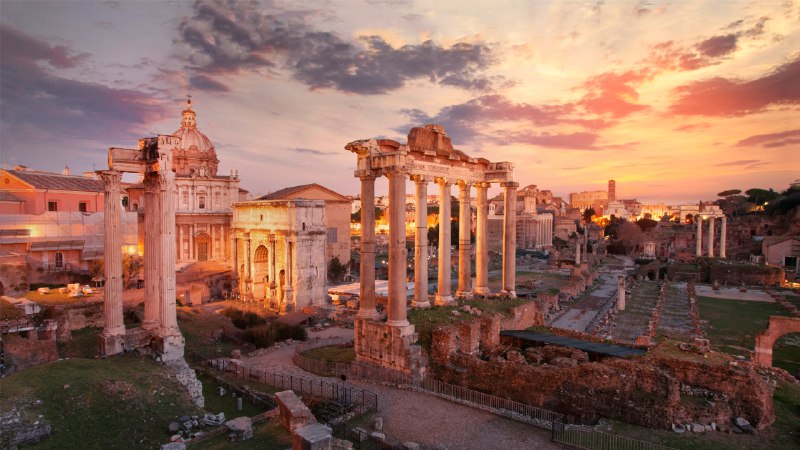 Friends, Romans, countrymenThe Temple of Saturn in the Roman Forum, Rome, Italy (© Nico De Pasquale Photography/Getty Images)