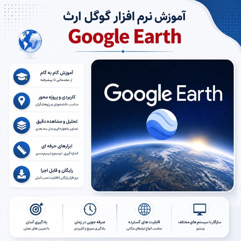 آموزش سنجش از دور / GIS: 🖥 آموزش جامع نرم افزار گوگل ارث - Google Earth🎞 نوع محتوا : فیلم آموزشی👤 مدرس : مهندس سید حمیدرضا میرنعمتی🔹تخصص : کارشنا