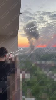 Появилось видео прямого попадания ракеты в Киеве.