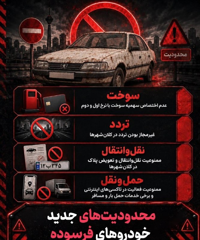 کانال گرگانی ها: ⭕️جزئیات محدودیت‌های جدید خودروهای فرسودهکانال گرگانی ها 👇👇👇https://t.me/+ULNITR4HW3G2qqI_
