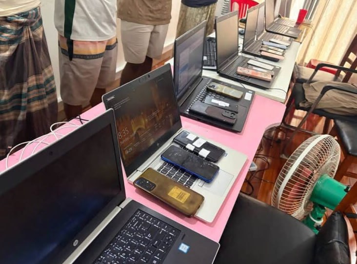 金边大事件：金边警方近日在朗哥区捣毁一处杀猪盘电诈窝点 抓获7名孟加拉国男子和1配图