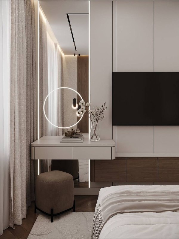 Спальня и небольшая зона для ребенка в однокомнатной квартире. Дизайнер - Айгуль Калимуллин - изображение 5 - спальня, небольшая, зона