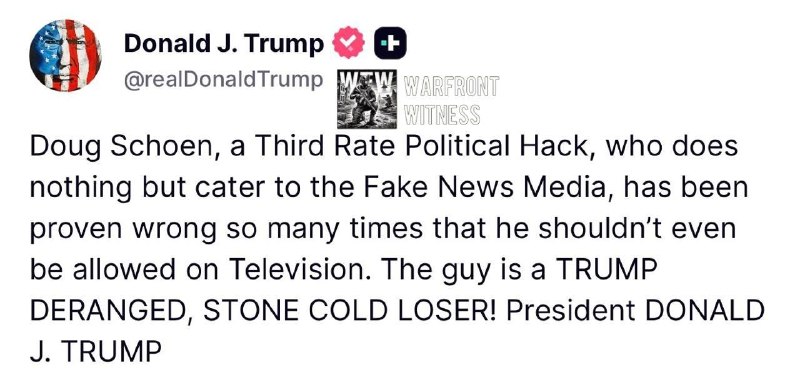 ️🇺🇲 US President Donald Trump criticized Doug Shawn, an American political commentator, in a TruthSocial post:
