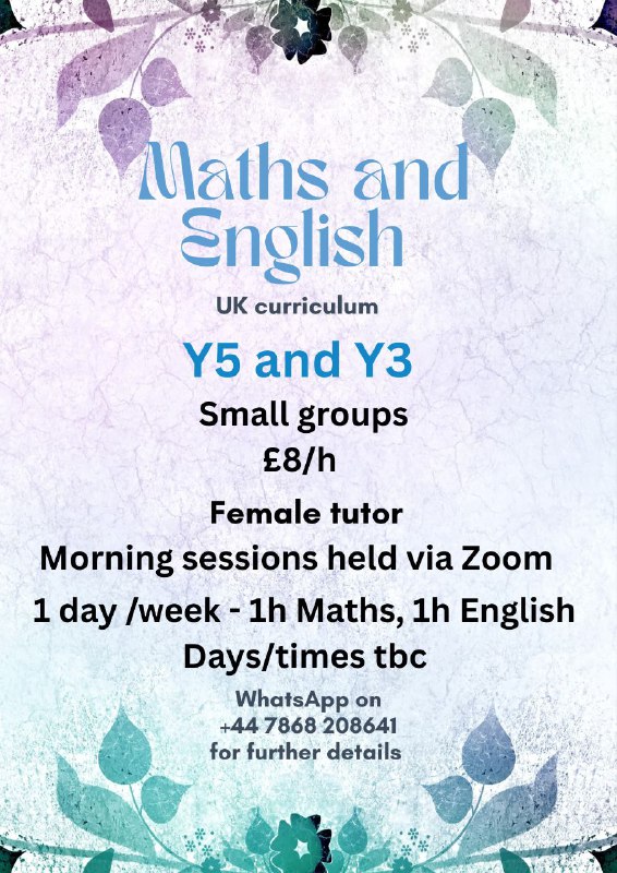 Online Maths & English Tutor (UK Curriculum)