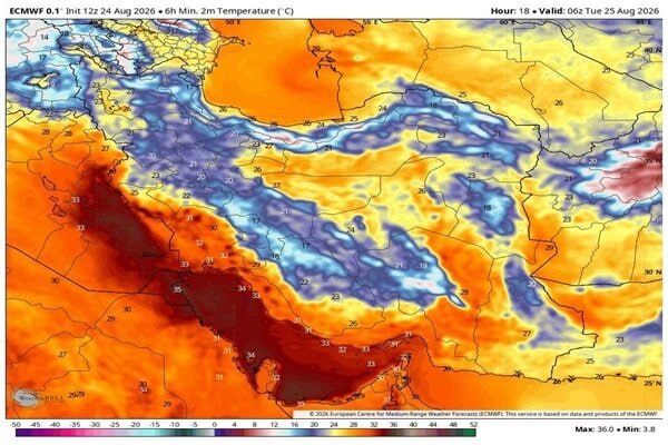 شبکه اطلاع رسانی دانا: شمالغرب کشور از روز جمعه سرد و بارانی میشود🔺یک کارشناس هواشناسی: از روز جمعه (۶ شهریور) تا اواسط هفته آینده، بهویژه د