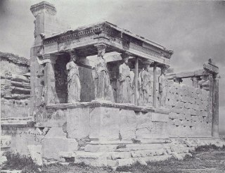 Caryatids on the porch of the Erechtheion, Acropolis of Athens, 1864–1869.Time Machine | Historical Photo
