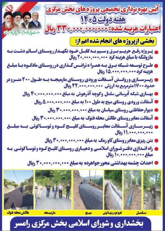 اخبار رامسر و تنکابن: 🔖تصویر✔️دولت پای کار مردم ؛ مردم پای کار ایران⭕️بهرهبرداری از پروژههای عمرانی و خدماتی بخش مرکزی رامسر در هفته دولت ۱۴