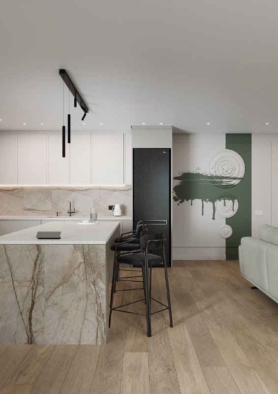 Интерьер, полюбившийся многим! Любимый в интерьере зелёный цвет Оттенки натурального дерева Освещение как продолжение дизайнерской изюминки Бежевый... - изображение 4 - интерьер, полюбившийся, многим