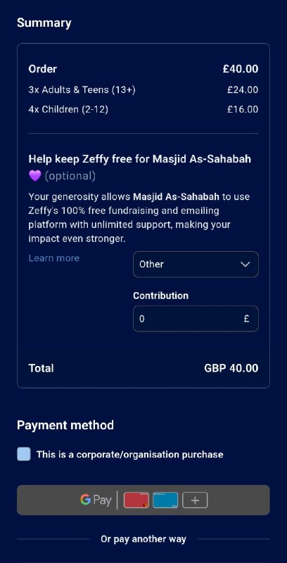 Note: We chose to use this platform instead of Eventbrite to avoid any additional charges. When making your payment, please select “Other” and enter “0” for the contribution amount.