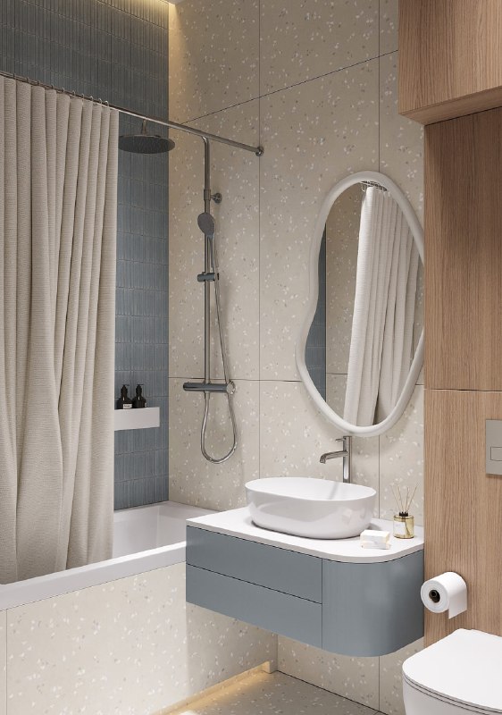 Квартира-студия 40 м в старом жилом фонде в Санкт-Петербурге Интерьер выдержан в спокойной палитре светло-бежевые стены, оливковый реечный декор и ... - изображение 10 - студия, интерьер, декор