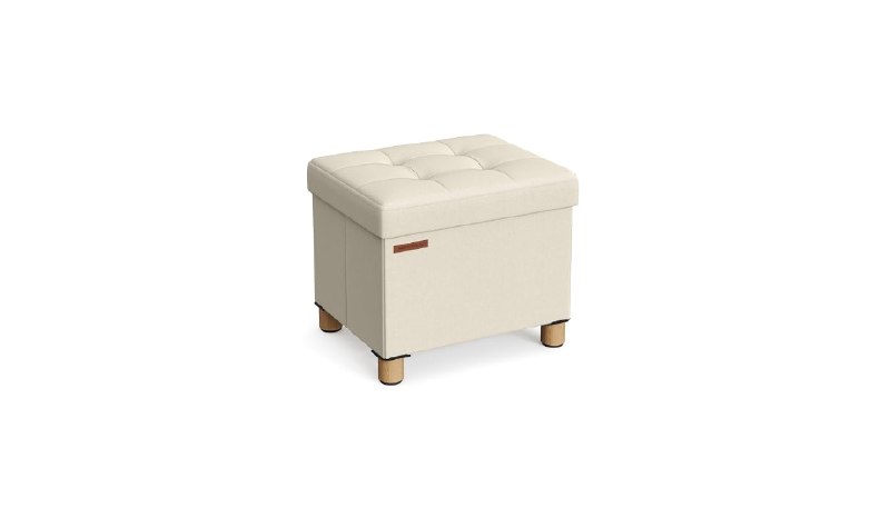 SONGMICS Cassapanca Pouf Contenitore Pieghevole 32L Bianco Crema