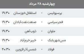 پایگاه خبری ندای دزفول: ⚽️ برنامه بازیهای امروز هفته دوم لیگ برتر فوتبال ایران🌐ندای دزفولایتا🆔https://eitaa.com/nedayedezfoulبله🆔https://ble.ir/