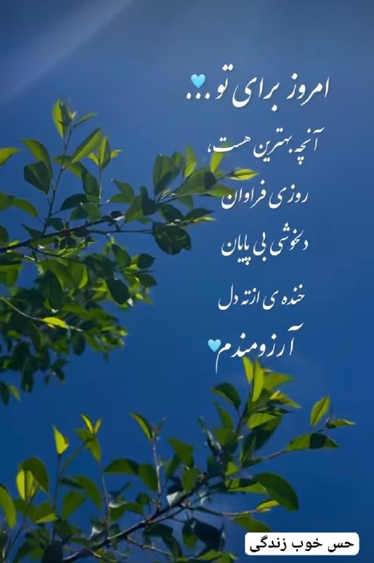 حس خوب زندگی 😊: امروز برای تو ...آنچه بهترین هستروزی فراواندلخوشی بی پایانخنده ی از ته دلآرزومندم┄┅┄┅✶❤✶┄┅┄ Join👇🏻 @good_sense_of_life#ک