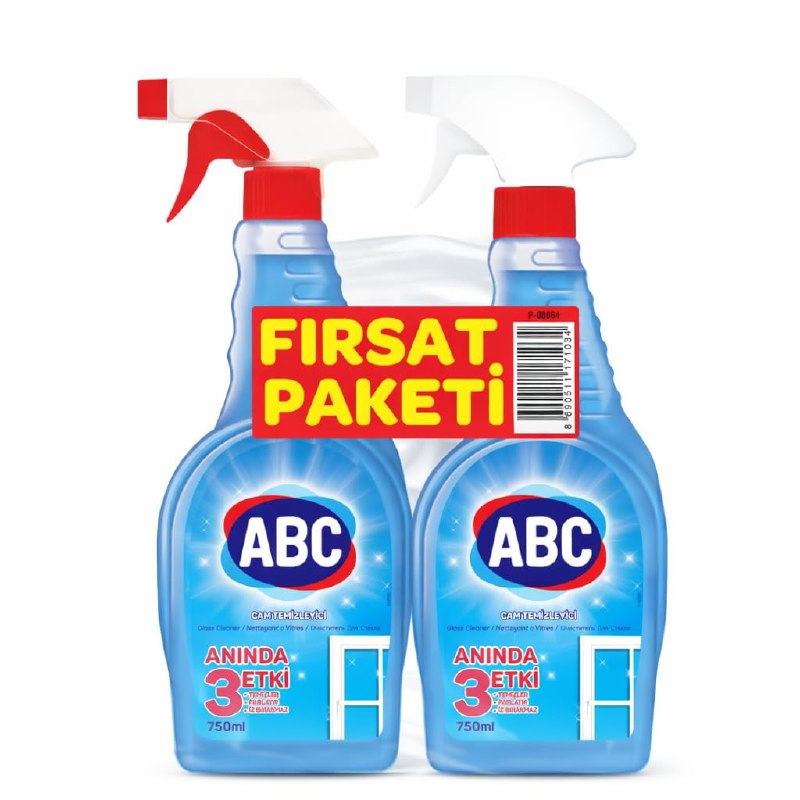 ABC DETERJAN ABC DETERJAN Cam Temizleyici Promosyonlu Paket (1 + 1) 750 Ml