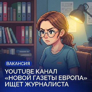 ❗ Вакансия! Ютуб-канал «Новой газеты Европа» ищет журналистаВ задачах:🔵 предлагать и самостоятельно разрабатывать темы, искать уникальных героев;🔵  оперативно писать сценарии для новостных видеосюжетов;🔵  координировать собственные съемки и монтаж итоговог