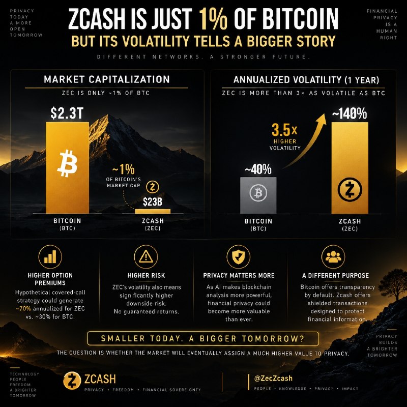 ZCASH IS JUST 1% OF BITCOIN — BUT ITS VOLATILITY TELLS A BIGGER STORY
