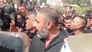 ההרוג פתחי חאזם "אבו ראאד", שנורה למוות על ידי צבא הכיבוש בעיר ג'נין, במהלך הלווייתם של הרופאים ההרוגים עבד…