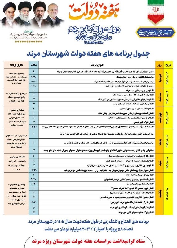 کانال فرهنگیان ایران زمین: ✅تابلو راهنمای برنامه های هفته دولت در شهرستان مرند.@farhangianiranzamin